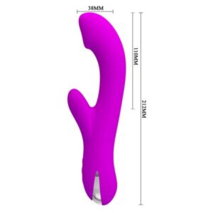 Pretty Love Cornelius Purple – Vibrator Rabbit Waterproof, Functie de incalzire, Punctul G, 21.2 cm, Ø 3.8 cm