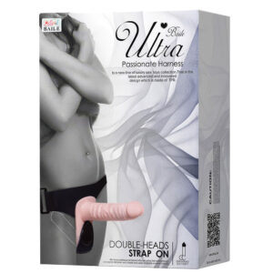 Ultra Passionate Harness 5 – Strap On Dublu cu Vibratii si Telecomanda, ABS Premium, 18 cm, Ø 3.5 cm