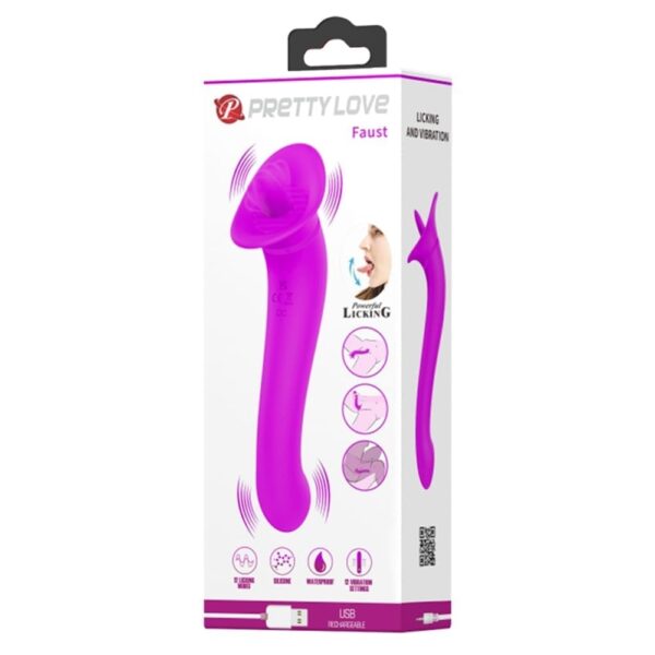Pretty Love Faust – Vibrator Dublu Waterproof, Silicon, Punctul G, Stimulare Clitoris, 21.9 cm, Ø 3.2 cm