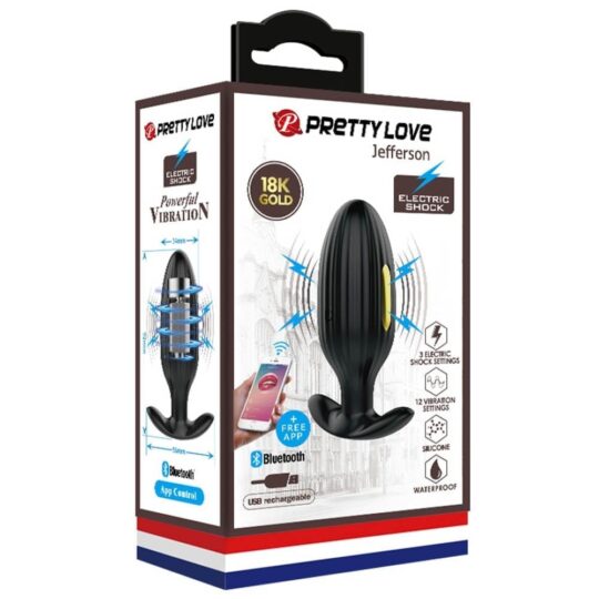 Pretty Love Jefferson Butt Plug – Dop anal cu Vibratii, cu telecomanda, 9.2 cm, Ø 3.4 cm