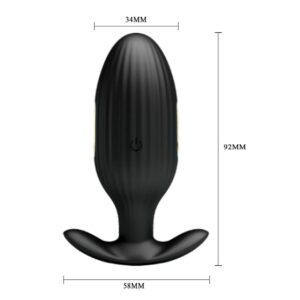 Pretty Love Jefferson Butt Plug – Dop anal cu Vibratii, cu telecomanda, 9.2 cm, Ø 3.4 cm