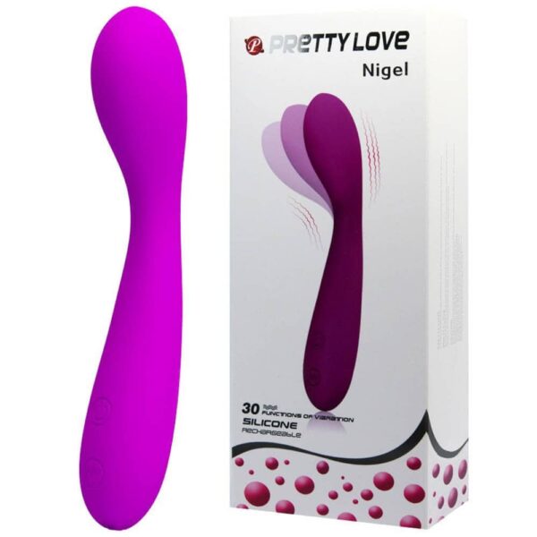 Pretty Love Nigel – – Vibrator Punctul G Waterproof, Silicon Premium, 30 moduri de Vibratii, roz, Ø 3 cm