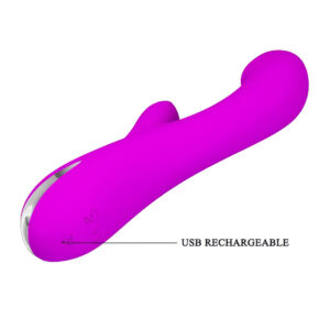 Pretty Love Cornelius Purple – Vibrator Rabbit Waterproof, Functie de incalzire, Punctul G, 21.2 cm, Ø 3.8 cm