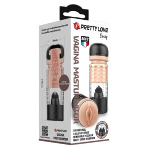 Pretty Love Emily – Masturbator Realist Tip Vagin, Waterproof, ABS premium, Functie de Vibratie