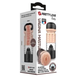 Pretty Love Emily – Masturbator Realist Tip Vagin, Waterproof, ABS premium, Functie de Vibratie