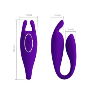 Pretty Love Bill Purple – Vibrator Stimulare Clitoris si Punctul G, Control prin Telecomanda, 11.8,5 cm, Ø 3.2 cm