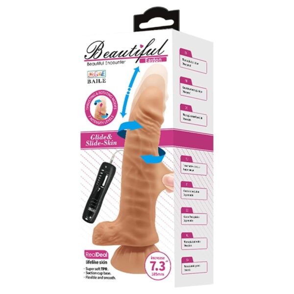 Beautiful Easton – Dildo Realistic cu Telecomanda, Waterproof, TPR moale, 18.5 cm, Ø 4 cm