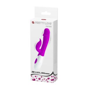 Pretty Love Peter Purple – Vibrator Rabbit Waterproof, Silicon Premium, Punctul G, 19.2 cm, Ø 3.1 cm