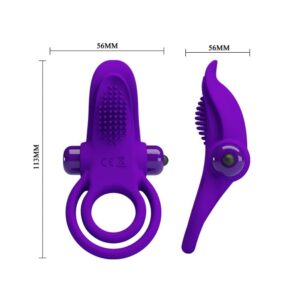 Pretty Love Vibrant Purple – Inel Penis cu Vibratie si Stimulare Clitoris, Silicon, Waterproof