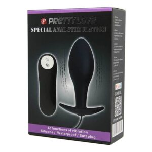 Pretty Love Vibrating Butt Plug – Dop Anal Vibrator Waterproof, Control prin telecomanda, Silicon, Ø 3,1 cm