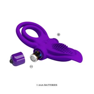 Pretty Love Vibrant Purple – Inel Penis cu Vibratie si Stimulare Clitoris, Silicon, Waterproof