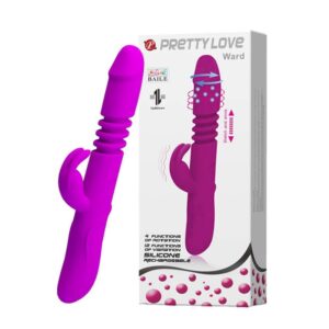 Pretty Love Ward – Vibrator Rabbit Waterproof, Silicon, punctul G, Functie de Impingere, 27 cm, Ø 3.5 cm