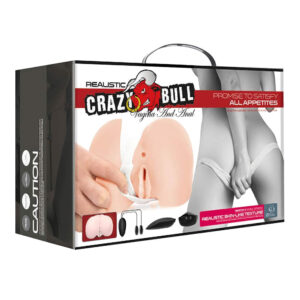 Crazy Bull Realistic – Masturbator Realistic Tip Vagin si Anus, cu Vibratii si Telecomanda, TPR Moale, Waterproof