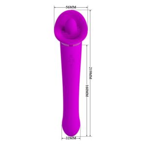 Pretty Love Faust – Vibrator Dublu Waterproof, Silicon, Punctul G, Stimulare Clitoris, 21.9 cm, Ø 3.2 cm