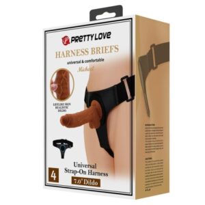 Pretty Love Michael Harness – Strap On cu Dildo Realist, ABS Premium, 20 cm, Ø 4.4 cm