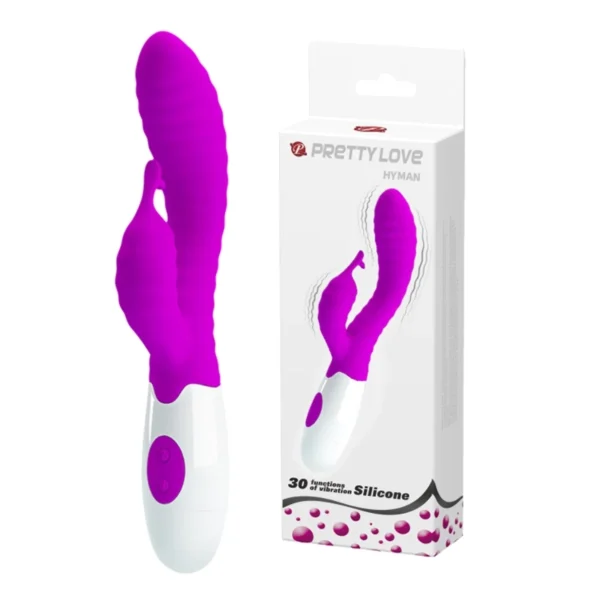 Pretty Love Hyman Purple – Vibrator Rabbit Waterproof, Silicon si ABS Premium, 20 cm, Ø 3.2 cm