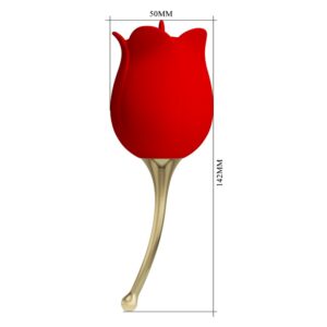 Pretty Rose Lover – Vibrator Trandafir cu Tongue Licking, Stimulator Clitoris, 12 moduri de stimulare