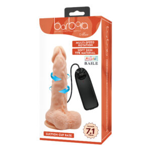 Barbara Max – Dildo Realistic Vibrator, cu Ventuza, Control prin Telecomanda, TPR moale, 18.3 cm, Ø 3.7 cm