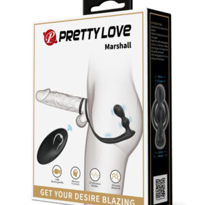 Pretty Love Marshall – Inel Penis cu Stimulator Prostata cu Telecomanda, 12 moduri de Vibratii, Silicon
