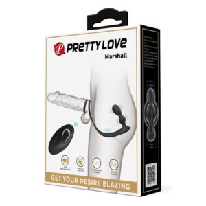 Pretty Love Marshall – Inel Penis cu Stimulator Prostata cu Telecomanda, 12 moduri de Vibratii, Silicon