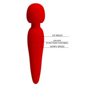 Pretty Love Meredith Red – Vibrator Wand Masaj, Silicon, Waterproof,  21.5 cm, Ø 5 cm