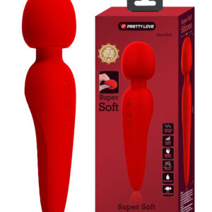 Pretty Love Meredith Red – Vibrator Wand Masaj, Silicon, Waterproof,  21.5 cm, Ø 5 cm