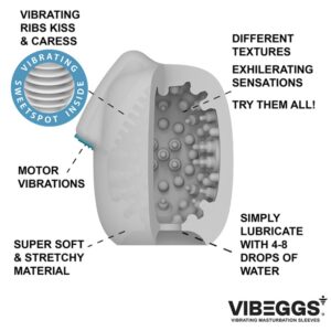 VIBEGGS Naughty Nubs - Masturbator 2 in 1, Autolubrifiant, cu Vibrator Bullet și Funcție de Stimulator Clitoridian