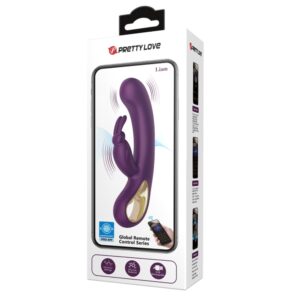 Pretty Love Liam Purple – Vibrator Rabbit Waterproof, Punctul G, Control prin Aplicatie, Silicon, 21 cm, Ø 3.6 cm