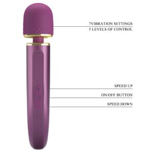 Pretty Love Colorful Massager – Vibrator Wand Masaj, Silicon, Waterproof, 7 Moduri de Vibratii, Ø 4.8 cm