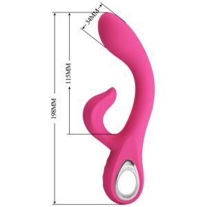 Pretty Love Fritz – Vibrator Rabbit Waterproof, Silicon Premium, Roz, 12 Moduri de Vibratii, 19.8 cm, Ø 3.4 cm