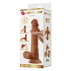 Pretty Love Tallen Brown – Dildo Realistic cu Ventuza, Waterproof, TPR moale, 22 cm, Ø 4 cm