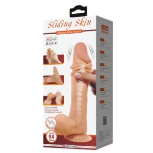 Sliding Skin Flesh II – Dildo Realistic Vibrator, Control prin Telecomanda, TPR moale, 24 cm, Ø 5 cm
