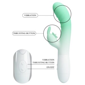 Pretty Love Cerberus Grenn – Vibrator Rabbit Waterproof, Silicon Premium, 20.6 cm, Ø 3.2 cm