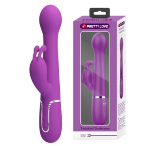 Pretty Love Twinkled Purple – Vibrator Rabbit 3 in 1 Waterproof, Silicon, Punctul G, 22.6 cm, Ø 3.7 cm