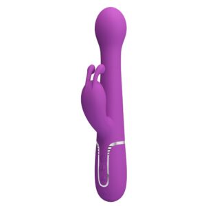 Pretty Love Twinkled Purple – Vibrator Rabbit 3 in 1 Waterproof, Silicon, Punctul G, 22.6 cm, Ø 3.7 cm