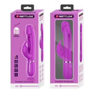 Pretty Love Kampas Purple – Vibrator Rabbit Waterproof, 3 in 1, Functie Climax, Silicon, 23 cm, Ø 3.7 cm