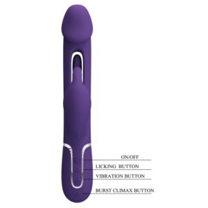 Pretty Love Kampas Blue – Vibrator Rabbit Waterproof, 3 in 1, Functie Climax, Silicon, 23 cm, Ø 3.7 cm