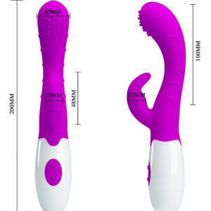 Pretty Love Bruno – Vibrator Rabbit Waterproof, Silicon Premium, 7 Moduri de Vibratii, 20 cm, Ø 3 cm