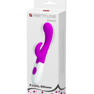 Pretty Love Bruno – Vibrator Rabbit Waterproof, Silicon Premium, 7 Moduri de Vibratii, 20 cm, Ø 3 cm