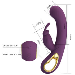 Pretty Love Liam Purple – Vibrator Rabbit Waterproof, Punctul G, Control prin Aplicatie, Silicon, 21 cm, Ø 3.6 cm