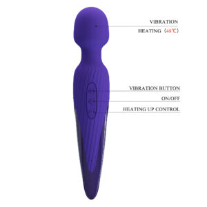 Pretty Love Antony Blue – Vibrator Wand Masaj, Silicon Premium, Functie Incalzire, Ø 4.8 cm