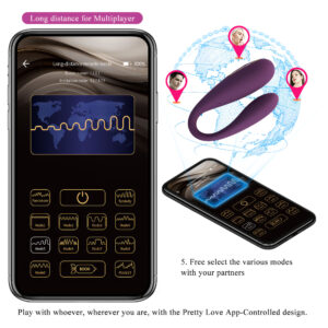 Pretty Love August Purple – Vibrator Stimulare Clitoris si Punctul G, Silicon, Control prin Aplicatie, Mov, Ø 2.7 cm