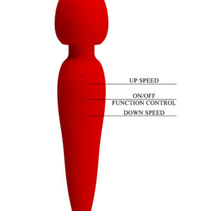 Pretty Love Meredith Red – Vibrator Wand Masaj, Silicon, Waterproof,  21.5 cm, Ø 5 cm