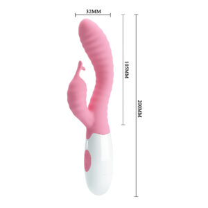 Pretty Love Hyman Pink – Vibrator Rabbit Waterproof, Silicon, Punctul G, Roz, 20 cm, Ø 3.2 cm
