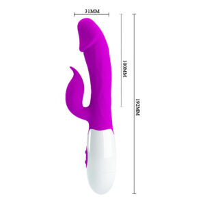 Pretty Love Peter Purple – Vibrator Rabbit Waterproof, Silicon Premium, Punctul G, 19.2 cm, Ø 3.1 cm