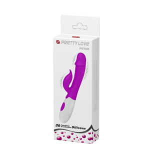 Pretty Love Peter Purple – Vibrator Rabbit Waterproof, Silicon Premium, Punctul G, 19.2 cm, Ø 3.1 cm