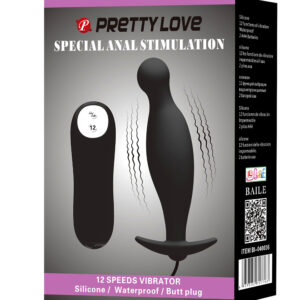 Pretty Love Special Anal Butt Plug – Dop anal, Stimulator cu Vibratii si Telecomanda, Silicon, 11.7 cm, Ø 2.8 cm