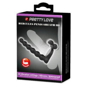 Pretty Love Hercules – Inel Penis cu Vibratie, Functie Dubla, Silicon, Waterproof