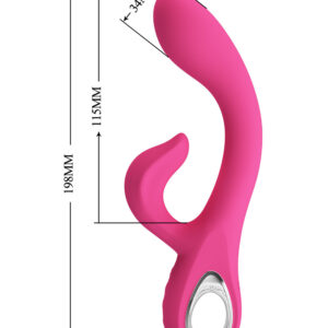 Pretty Love Fritz – Vibrator Rabbit Waterproof, Silicon Premium, Roz, 12 Moduri de Vibratii, 19.8 cm, Ø 3.4 cm