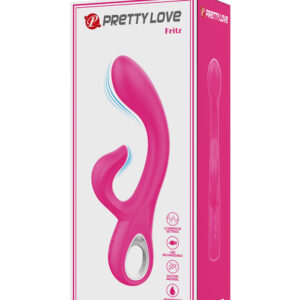 Pretty Love Fritz – Vibrator Rabbit Waterproof, Silicon Premium, Roz, 12 Moduri de Vibratii, 19.8 cm, Ø 3.4 cm